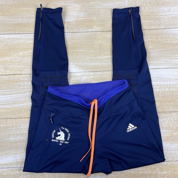 Women's Adidas 2015 Boston Marathon Blue Leggings Size X-Small - Picture 2 of 15